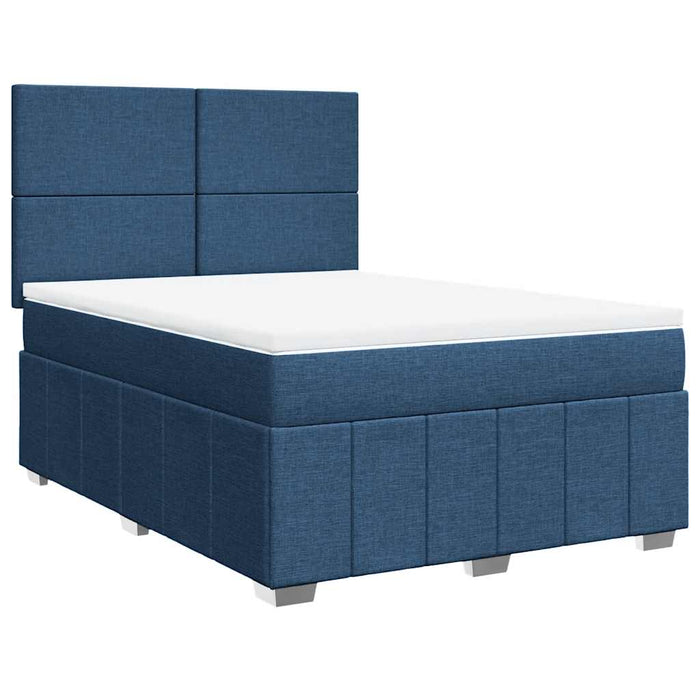 Pat box spring cu saltea, albastru, 140x200 cm, textil - WALTI WALTI