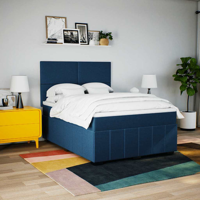 Pat box spring cu saltea, albastru, 140x200 cm, textil - WALTI WALTI
