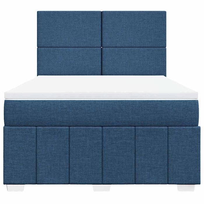 Pat box spring cu saltea, albastru, 140x200 cm, textil - WALTI WALTI