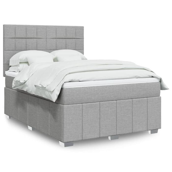 Pat box spring cu saltea, gri deschis, 140x190 cm, textil - WALTI WALTI