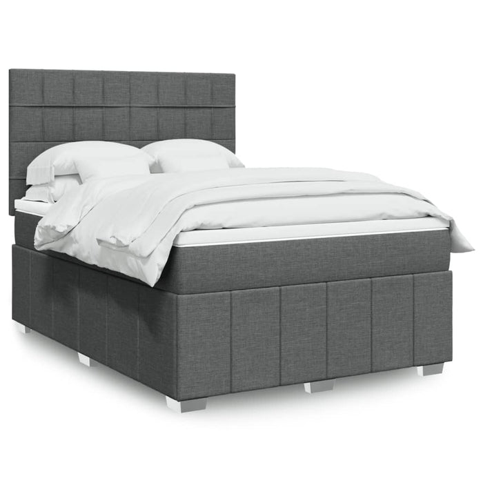 Pat box spring cu saltea, gri închis, 140x190 cm, textil - WALTI WALTI