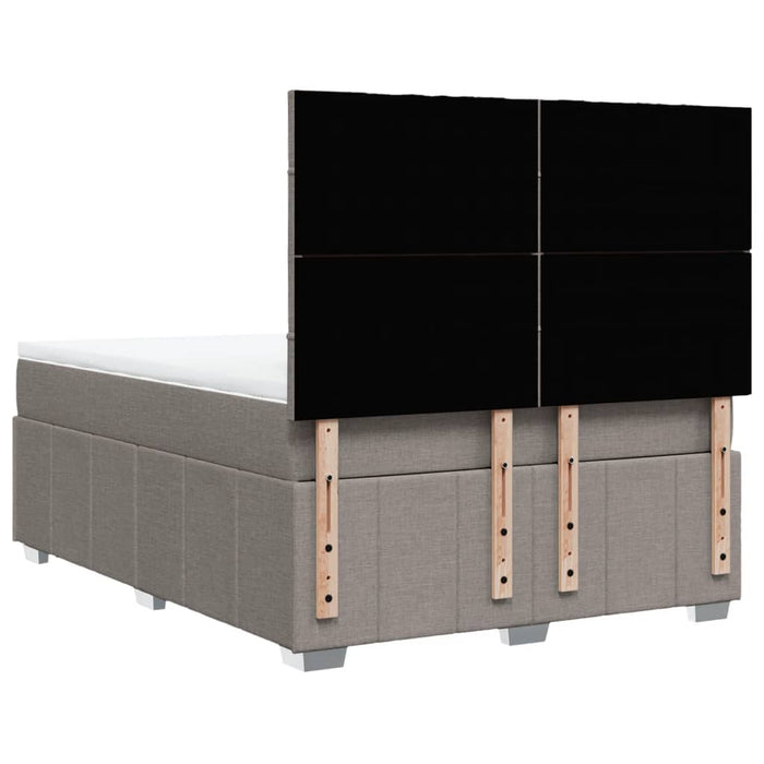 Pat box spring cu saltea, gri taupe, 140x200 cm, textil WALTI