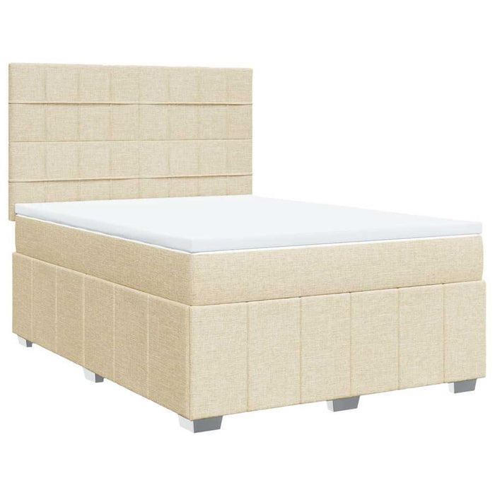 Pat box spring cu saltea, crem, 140x200 cm, textil - WALTI WALTI
