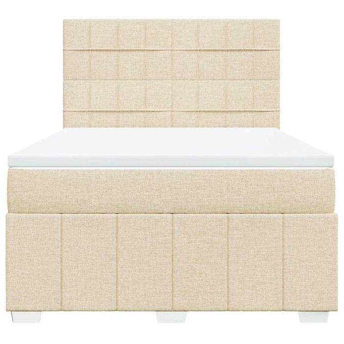 Pat box spring cu saltea, crem, 140x200 cm, textil - WALTI WALTI