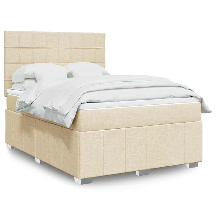 Pat box spring cu saltea, crem, 140x200 cm, textil - WALTI WALTI
