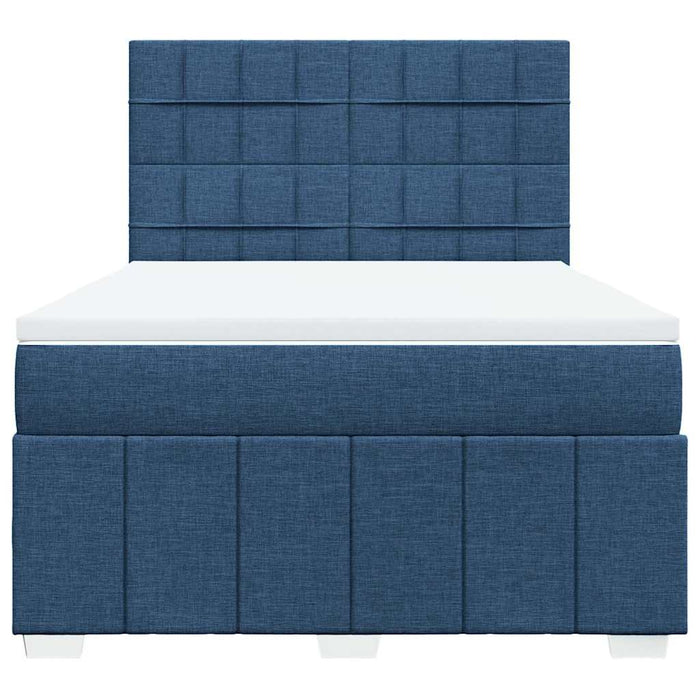 Pat box spring cu saltea, albastru, 140x200 cm, textil - WALTI WALTI
