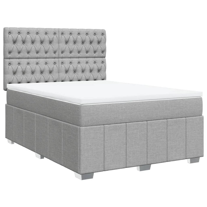Pat box spring cu saltea, gri deschis, 140x190 cm, textil WALTI