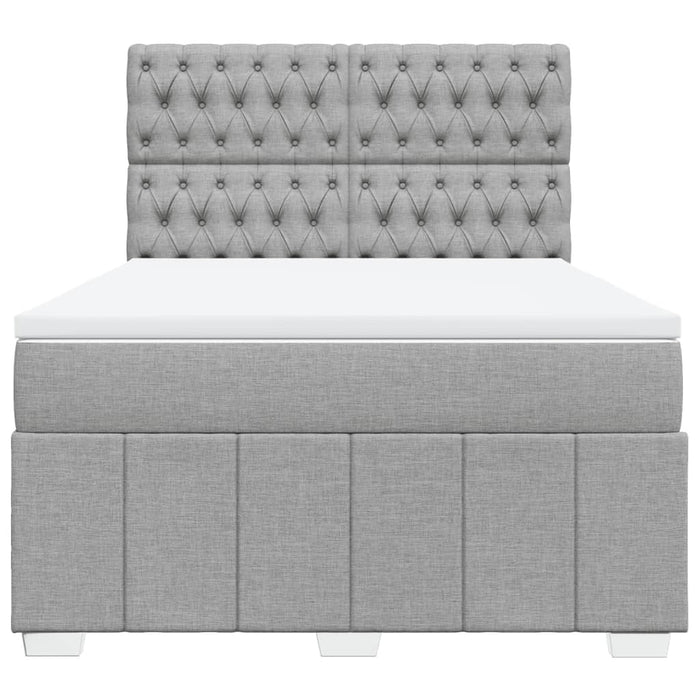 Pat box spring cu saltea, gri deschis, 140x190 cm, textil WALTI