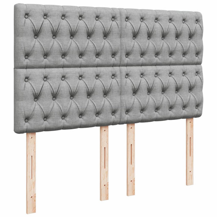 Pat box spring cu saltea, gri deschis, 140x190 cm, textil WALTI
