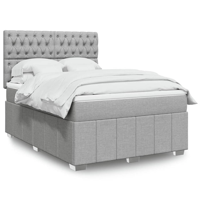 Pat box spring cu saltea, gri deschis, 140x190 cm, textil WALTI