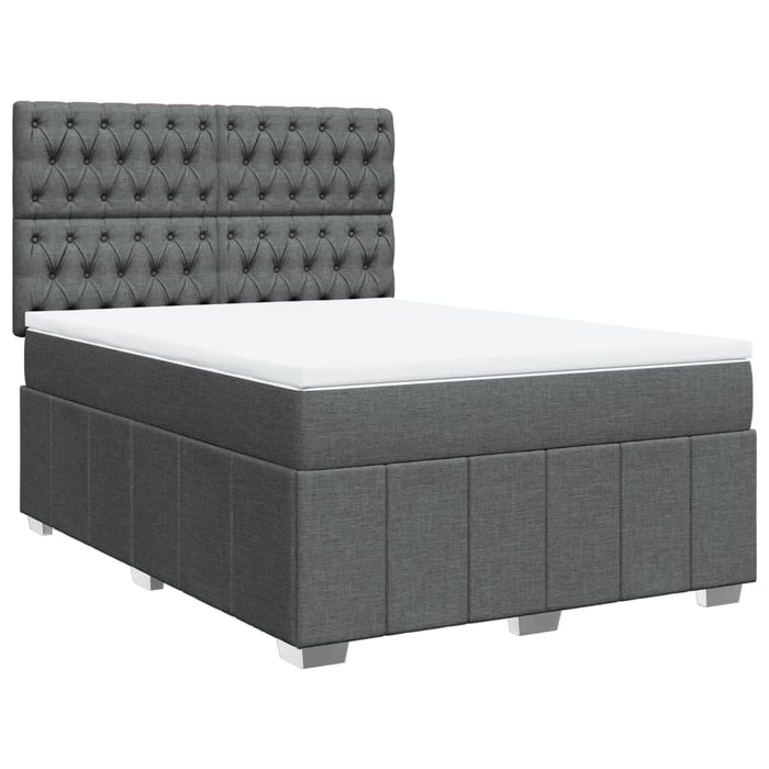 Pat box spring cu saltea, gri închis, 140x190 cm, textil WALTI