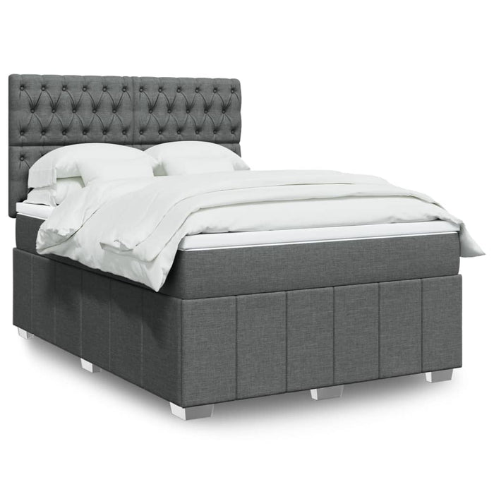 Pat box spring cu saltea, gri închis, 140x190 cm, textil WALTI