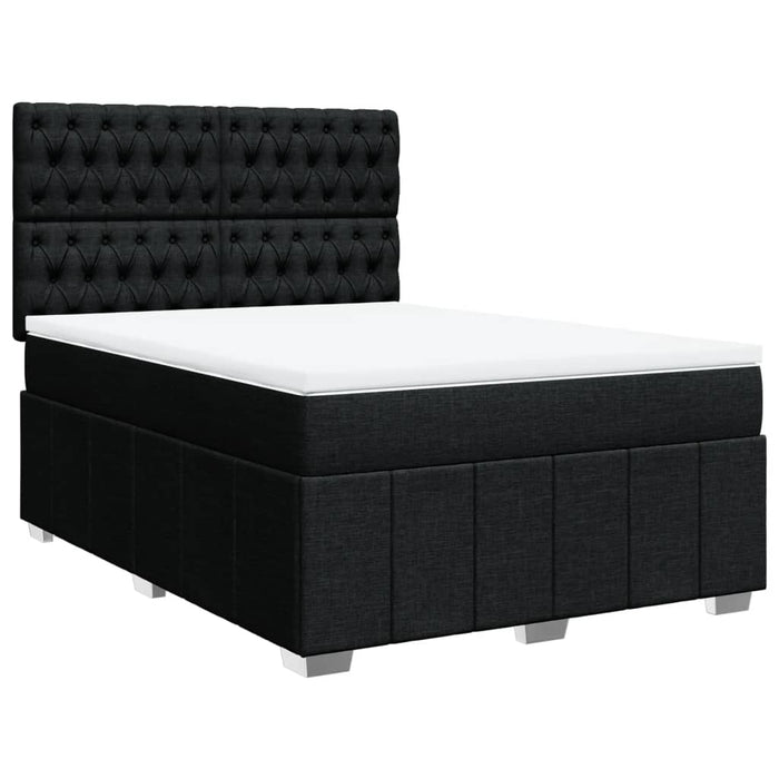 Pat box spring cu saltea, negru, 140x190 cm, textil WALTI