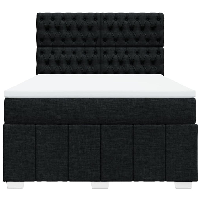 Pat box spring cu saltea, negru, 140x190 cm, textil WALTI