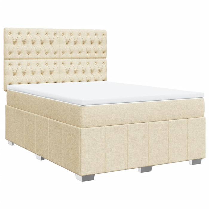 Pat box spring cu saltea, crem, 140x200 cm, textil - WALTI WALTI