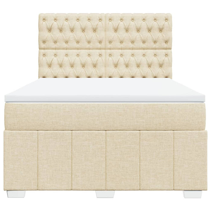 Pat box spring cu saltea, crem, 140x200 cm, textil - WALTI WALTI