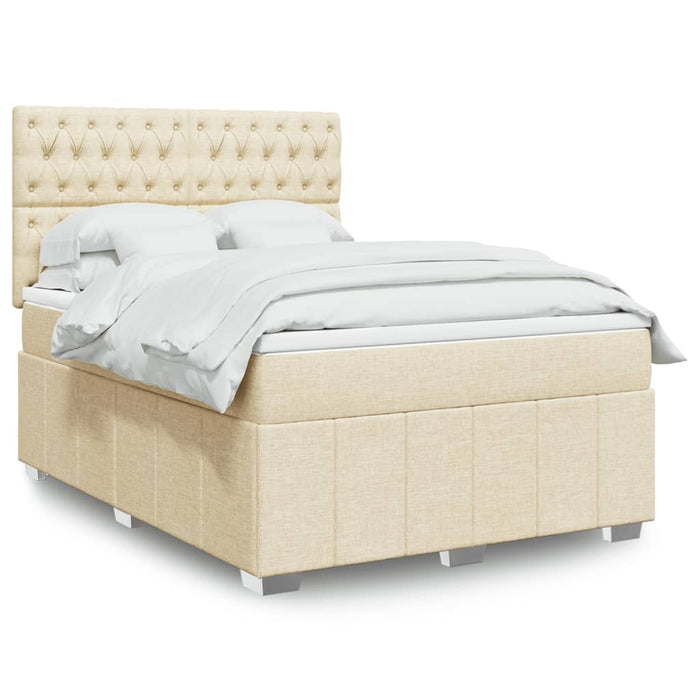 Pat box spring cu saltea, crem, 140x200 cm, textil - WALTI WALTI