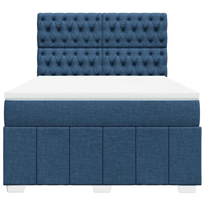 Pat box spring cu saltea, albastru, 140x200 cm, textil - WALTI WALTI