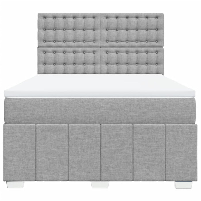 Pat box spring cu saltea, gri deschis, 140x190 cm, textil - WALTI WALTI