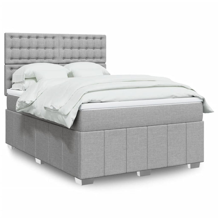 Pat box spring cu saltea, gri deschis, 140x190 cm, textil - WALTI WALTI