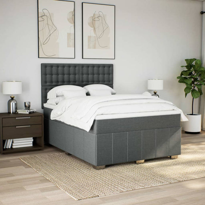 Pat box spring cu saltea, gri închis, 140x190 cm, textil - WALTI WALTI
