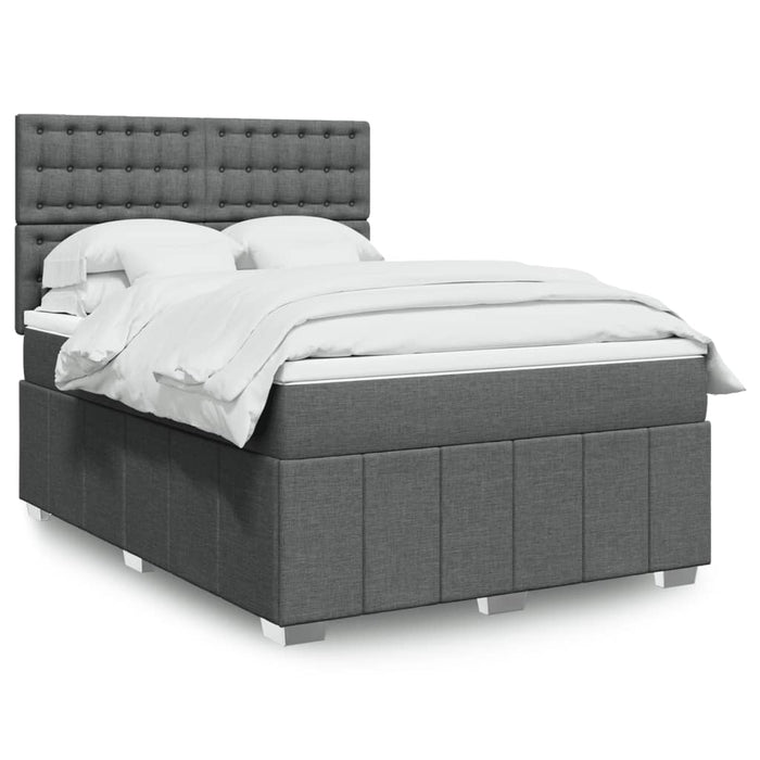 Pat box spring cu saltea, gri închis, 140x190 cm, textil - WALTI WALTI