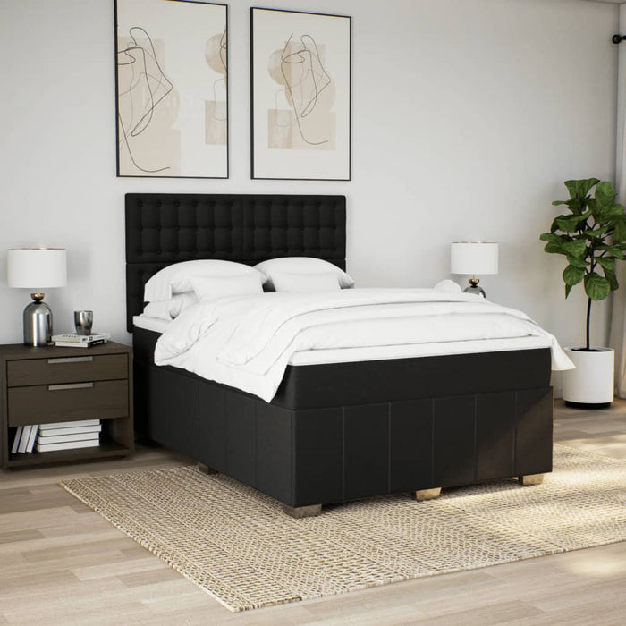 Pat box spring cu saltea, negru, 140x190 cm, textil - WALTI WALTI