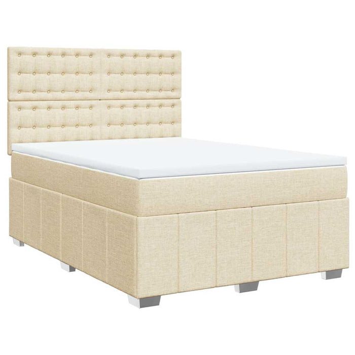 Pat box spring cu saltea, crem, 140x200 cm, textil - WALTI WALTI