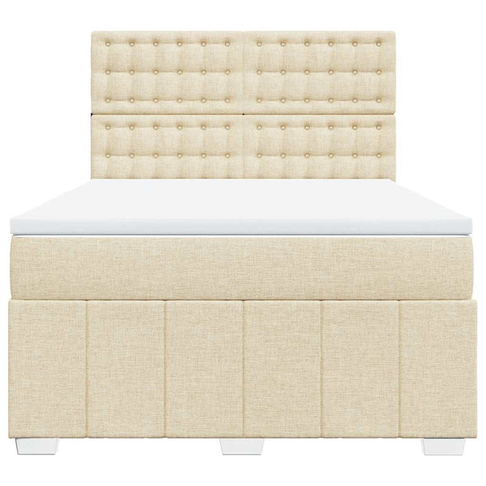 Pat box spring cu saltea, crem, 140x200 cm, textil - WALTI WALTI