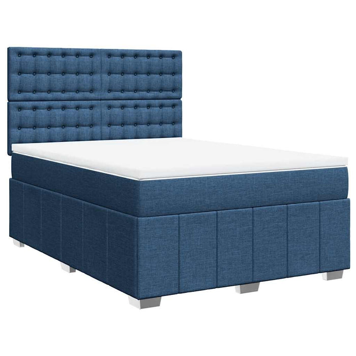 Pat box spring cu saltea, albastru, 140x200 cm, textil - WALTI WALTI