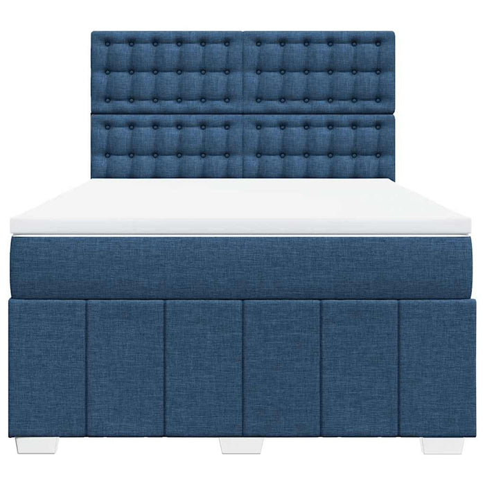 Pat box spring cu saltea, albastru, 140x200 cm, textil - WALTI WALTI