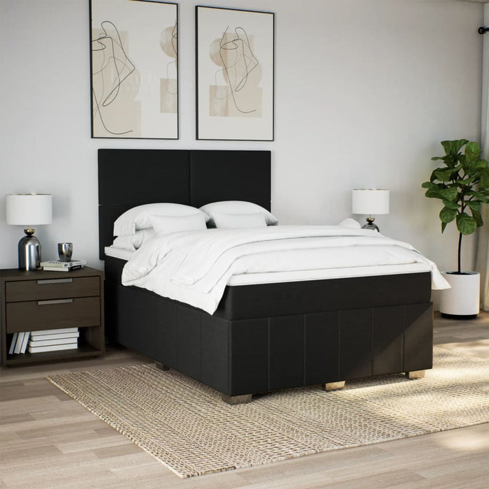 Pat box spring cu saltea, negru, 140x200 cm, textil - WALTI WALTI
