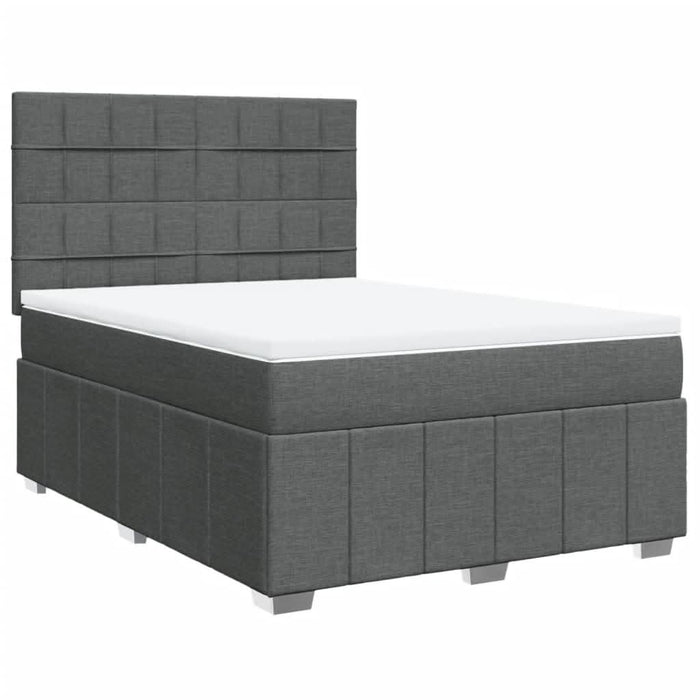 Pat box spring cu saltea, gri închis, 140x200 cm, textil - WALTI WALTI