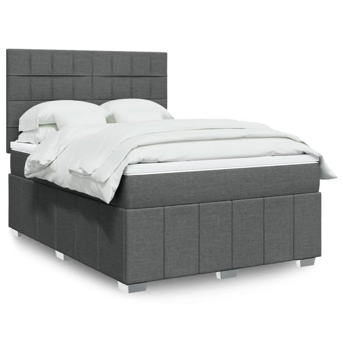 Pat box spring cu saltea, gri închis, 140x200 cm, textil - WALTI WALTI