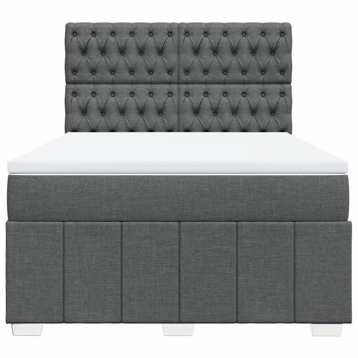 Pat box spring cu saltea, gri închis, 140x200 cm, textil - WALTI WALTI