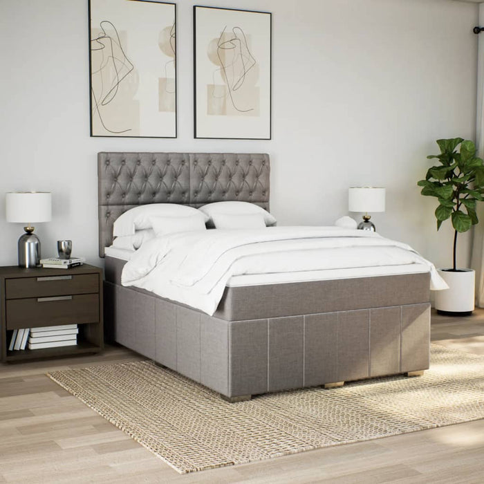 Pat continental cu saltea gri taupe 140x200 cm material textil - WALTI WALTI