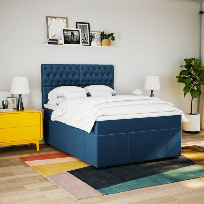 Pat continental cu saltea, albastru, 140x200cm, material textil - WALTI WALTI