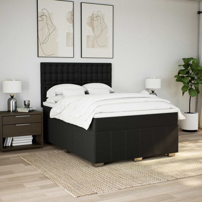 Pat box spring cu saltea, negru, 140x200 cm, textil - WALTI WALTI