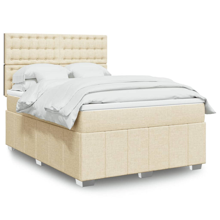 Pat continental cu saltea, crem, 140x200 cm, material textil WALTI