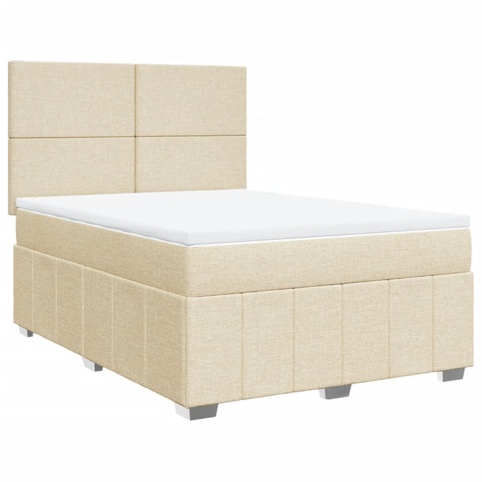 Pat box spring cu saltea, crem, 160x200 cm, material textil - WALTI WALTI