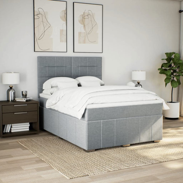 Pat continental cu saltea, gri deschis, 160x200 cm, textil - WALTI WALTI
