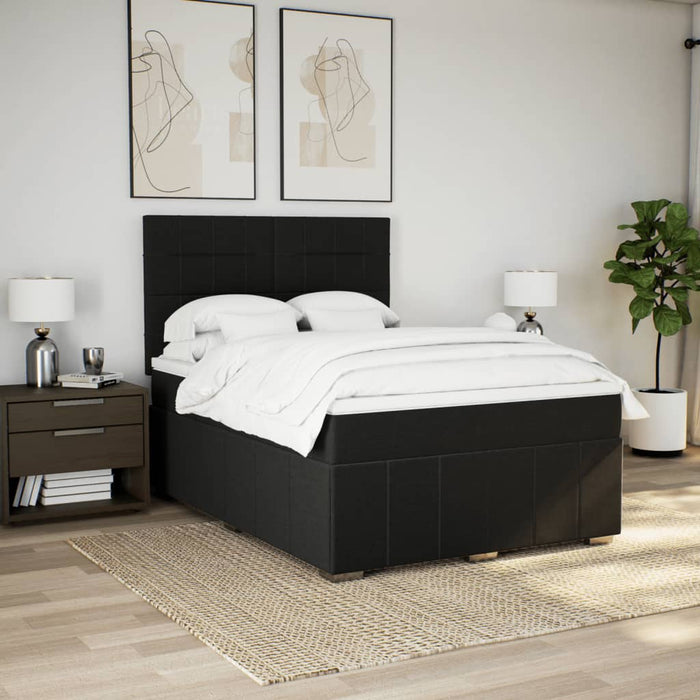 Pat box spring cu saltea, negru, 160x200 cm, textil - WALTI WALTI