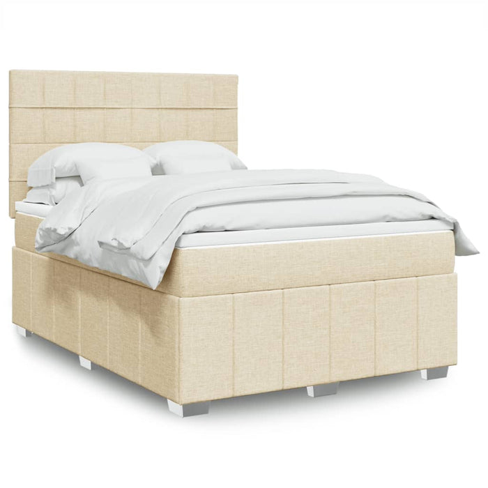 Pat box spring cu saltea, crem, 160x200 cm, material textil - WALTI WALTI