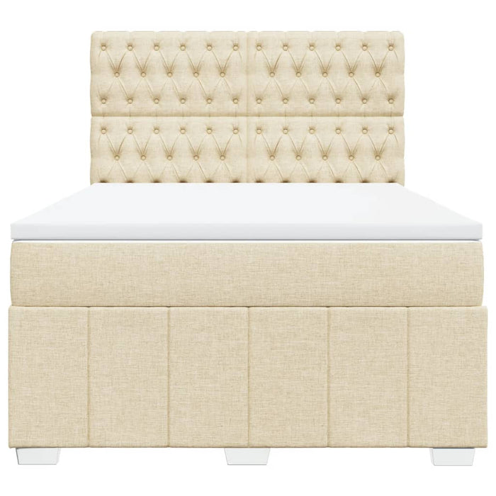 Pat box spring cu saltea, crem, 160x200 cm, material textil - WALTI WALTI