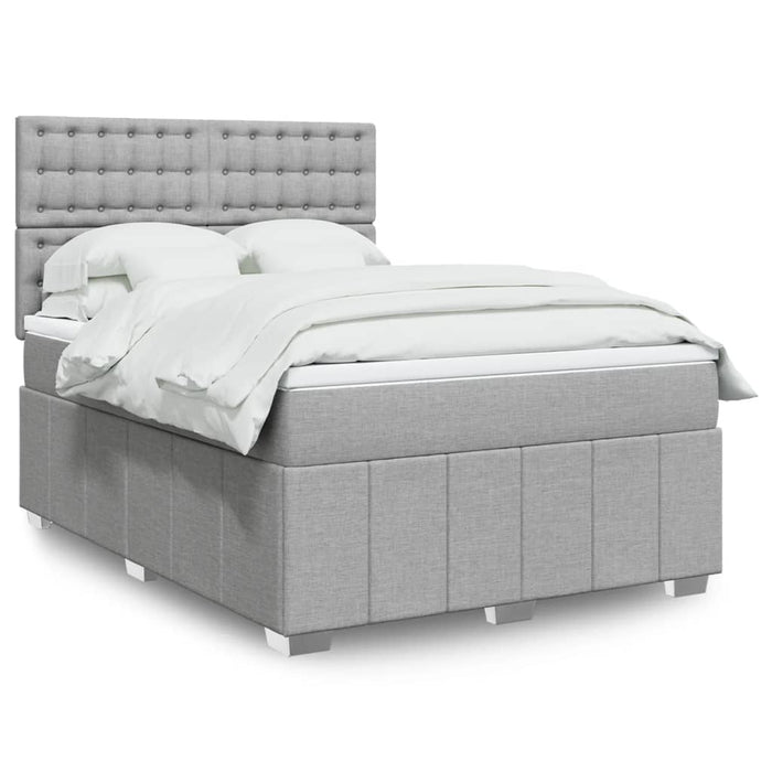 Pat continental cu saltea, gri deschis, 160x200 cm, textil WALTI