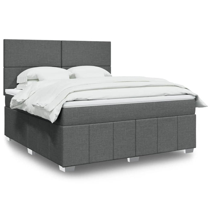 Pat box spring cu saltea, gri închis, 180x200 cm, textil - WALTI WALTI