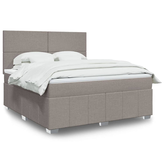 Pat continental cu saltea, gri taupe, 180x200 cm, textil WALTI