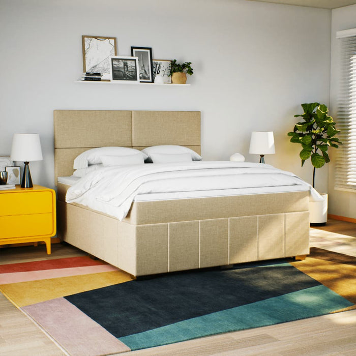 Pat continental cu saltea, crem, 180x200 cm, textil WALTI