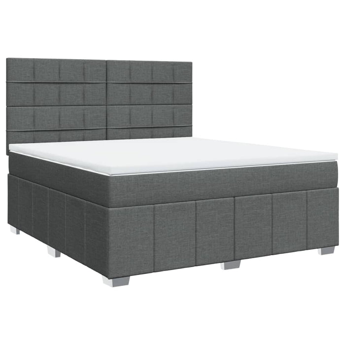 Pat box spring cu saltea, gri închis, 180x200 cm, textil - WALTI WALTI