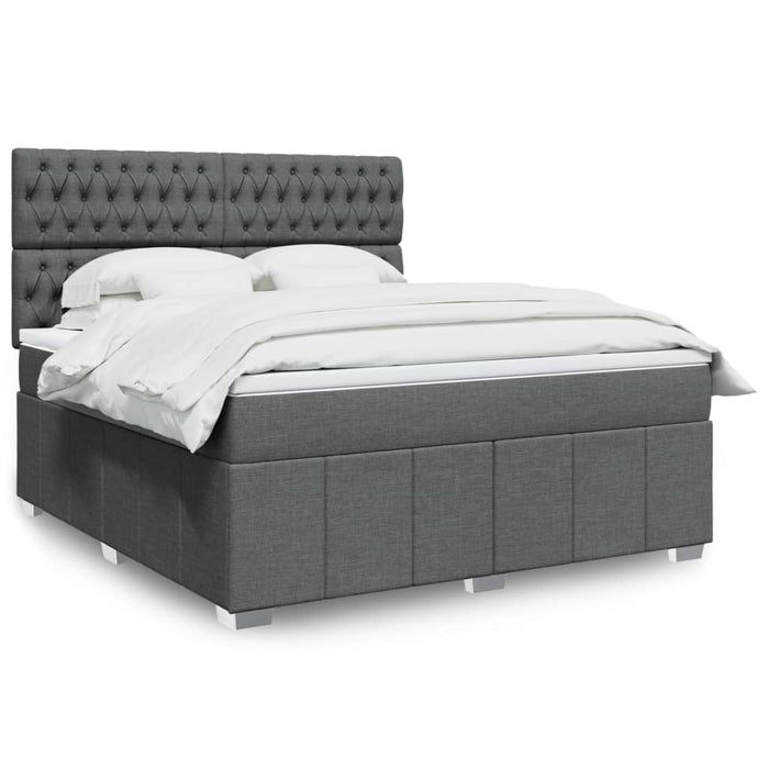 Pat box spring cu saltea, gri închis, 180x200 cm, textil - WALTI WALTI